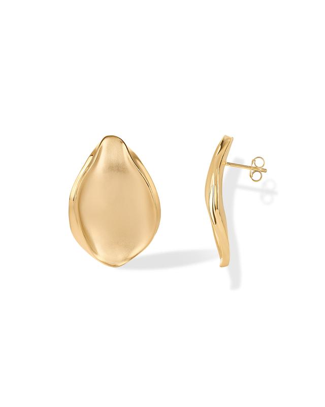 PAVOI Gold Plated Teardrop Brushed and Textured Stud Earrings for Women - Statement Earring Pair