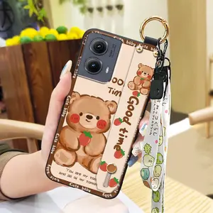 ring Silicone Phone Case For MOTO Edge 5G 2024 Dirt-resistant Durable Back Cover Fashion Design Anti-dust Soft case Cute protective Lanyard Waterproof Anti-knock Shockproof