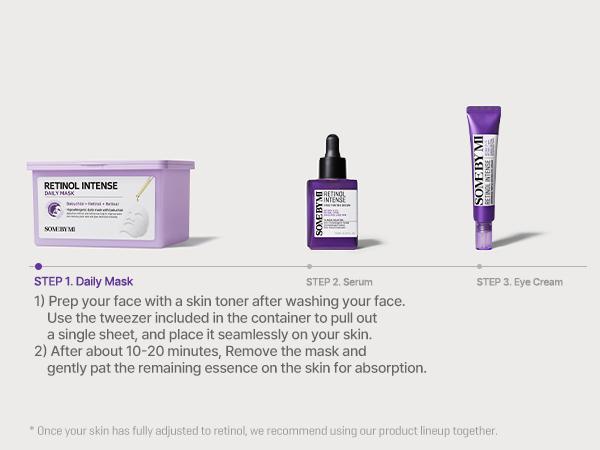 Retinol Intense Daily Mask 30 Sheets - Mild Vegan Korean Retinol Collagen Face Mask for Glass Skin Routine - Korean Skin Care