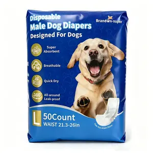 LaoJoy 50 Count Disposable Female Male Dog Diapers Wraps with 360 Degree Leak-Proof Protection Breathable Outer Layer Pee Guard for Training Supplies Super Absorbent No Odors No Leaks