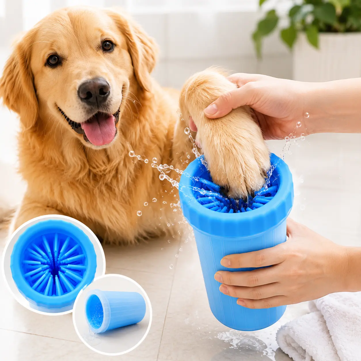 Pet Paw Cleaner, Dog & Cat Paw Cleaning Cup, Dog Paw Washer, Paw Wash Cup with Soft Silicone Brush, Portable Paw Cleaner for Dogs and Cats, Grooming Tool for Indoor & Outdoor Use