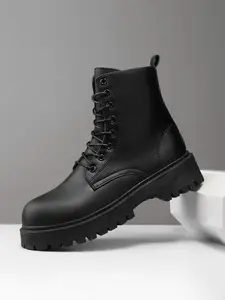 Men's New Fashion Trendy High-Top Boots, PU Leather Waterproof Casual Ankle Booties for All Seasons