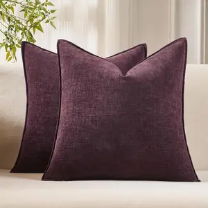 24x24 Pillow Covers Set of 2 Decorative Throw Pillow Covers Case for Couch Sofa Bed Soft Chenille Cushion Covers with Hidden Zipper for Home Decor Living R