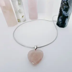 Rose quartz heart necklace