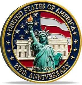 250th Anniversary Independence Coin 1776–2026, USA Patriotic Metal Coin Collectible, American Souvenir Gift for Coin Collectors History Enthusiasts