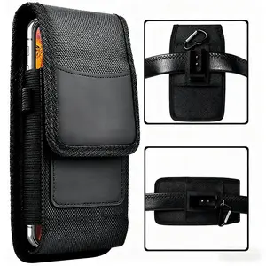 Cell Phone Belt Pouch for Men – Nylon Holster with Wallet Cover, Pen Slot & Belt Loop, Compatible with iPhone Samsung Motorola