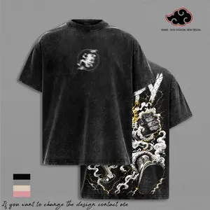 Sun God Joy Boy Washed Tee – OnePiecees Anime Vintage Oversized Heavy Cotton Graphic T-Shirt, Streetwear Casual Manga Fan Gift