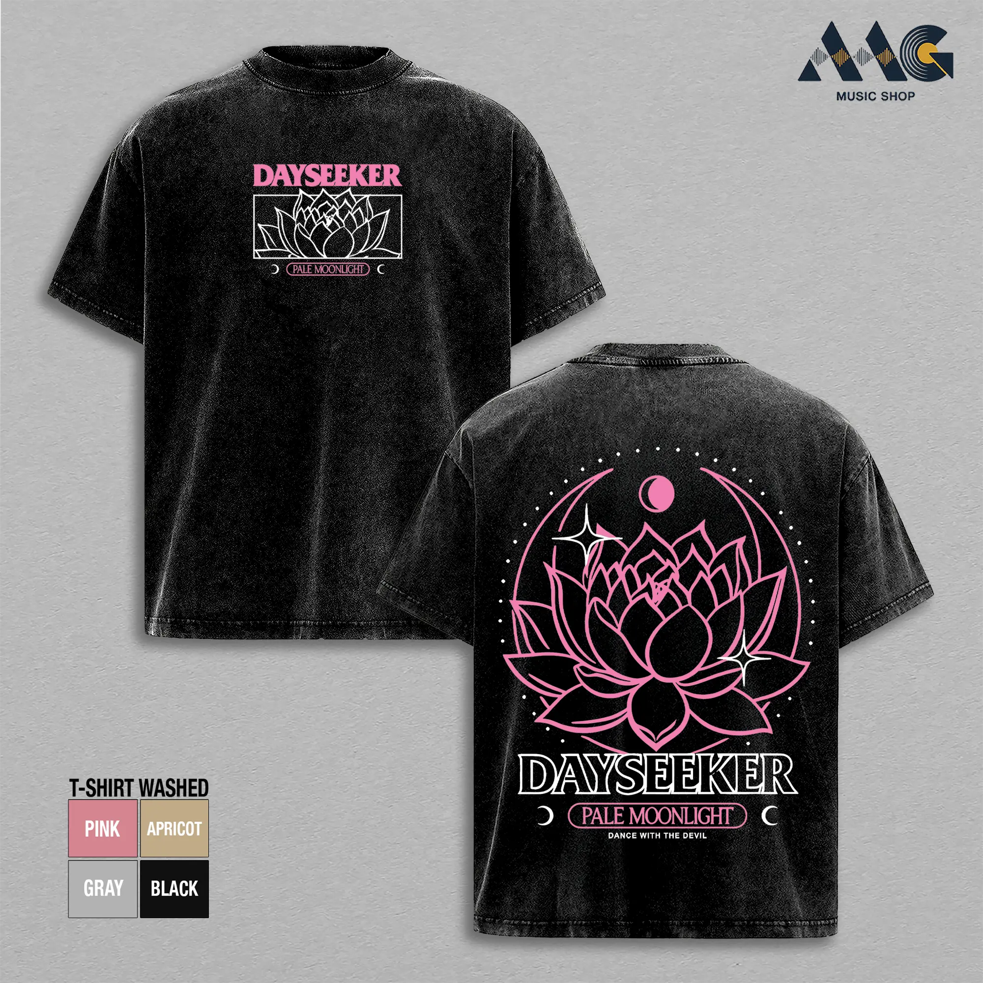 Dayseeker Pale Moonlight Streetwear Heavy Cotton Top, Double Printed Alternative Rock Band Merch, Oversized Graphic Tee, Dark Aesthetic Men Women Apparel, Vintage Washed Heavyweight Music Tour Shirt, Gift For Country Music Fans