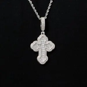 [ICE HUE]18K Gold Vacuum Plated Copper with 5A+ Sri Lanka Zircon Alien Cross Design Pendant With Necklace Miami Italy Mexico & Micro Inspired for Women & Men Luxury Jewelry,Daily Wear,Casual Fashion,Gift Idea,Chicano,Classic,Hip Hop,Simple,Sporty Style