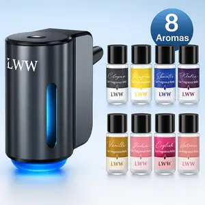 LWW Upgraded Smart Car Air Freshener Set 8 Large Bottles 80ml French Essential Oil Diffuser 3 Intensity Levels for Car Home Travel USB Rechargeable 30 Day Battery Life