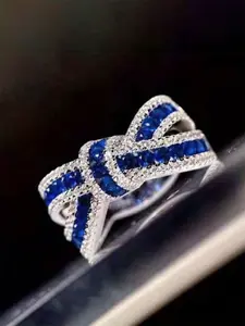 1 PC Elegant Cubic Zirconia Ring For Women For Wedding Engagement Party Jewelry Valentine's Day Gift Bow Decor Ring