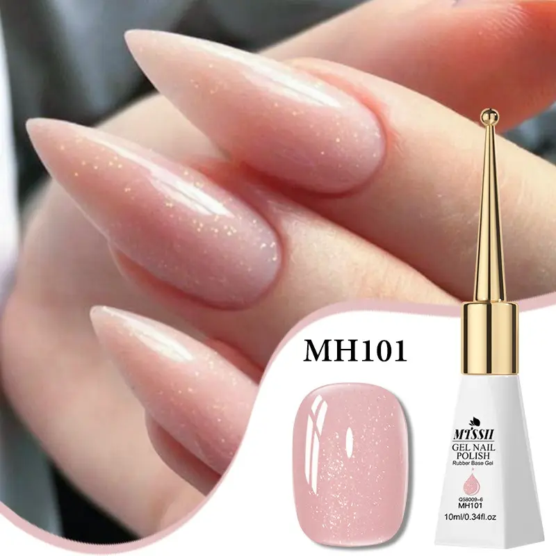 MTSSII 10ml Glitter Rubber Base Gel Nail Polish, Shimmer Gel, Painting Gel, Jelly Nude Milky White Pink Color Construction Effect Gel Polish,  Jelly Gel French Style Nail Manicure Soak Off UV/LED Gel for Nail Art DIY At Home