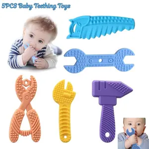 5PCS Baby Teething Toys Set | Silicone Teether for Infants 0–18 Months | BPA Free Sensory Chew Toys for Newborns & Toddlers | Soothing Teething Relief & Travel Toy Kit