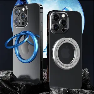 360 Degree Rotatable Magnetic Phone Ring Holder, Zinc Alloy Magnetic Cellphone Ring Holder, Universal Foldable Phone Holder for iPhone & Android, Travel Phone Holder