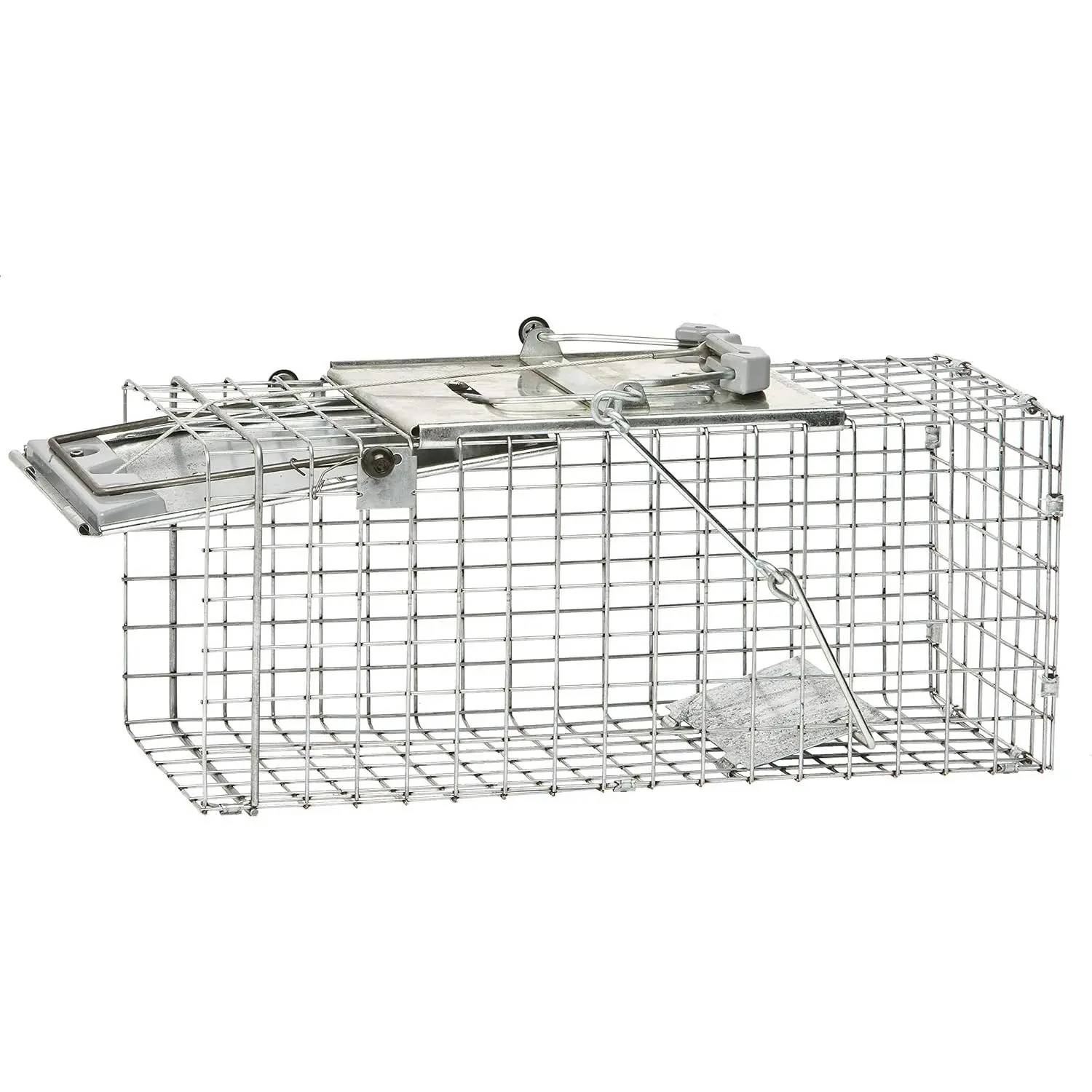 Small 1-Door Humane Live Animal Trap, Catch and Release Cage for Squirrels Rabbits Skunks, Galvanized Steel Wire Mesh, Easy Set Lever – 17x7x7 Inch