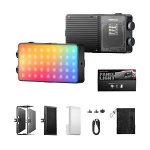 Photoolex X2077 RGB Panel Light Portable Lighting Kit – 15W, 2500–9900K, 0–100% Dimmable, 21 FX, CRI 96+, App Control, 10000mAh Power Bank, Four-leaf Barndoors, Honeycomb Grid & Diffuser for Vlogging, Photography & Outdoor Shooting