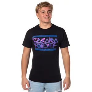 Black Panther Wakanda Forever Men's Neon Tribal Logo Adult T-Shirt