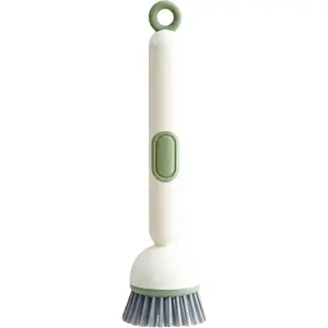 Soap Dispensing Dish Brush, Long Handle Rotatable Kitchen Cleaning Brush, Scratch-Free Deep Clean Household Washing Brush (Green)