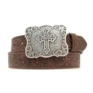 N3483802 Nocona Ladies Tooled Belt - Brown