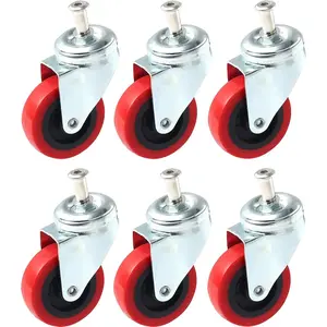 6 Pack Heavy-Duty 2.5" Swivel Caster Wheels for Creeper Service Cart Stool Post Mount