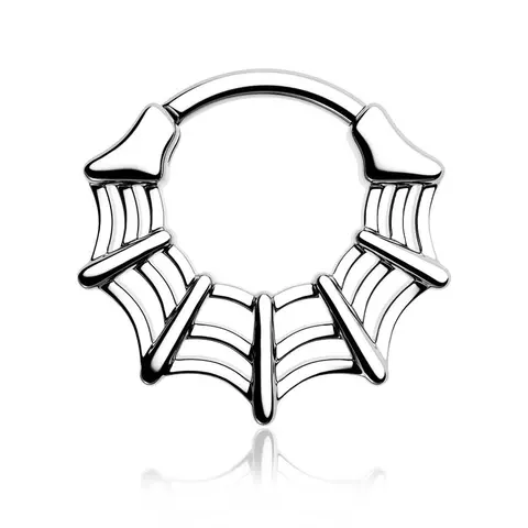 Oufer 16G-1.2mm Gothic Spider Web Hinged Segment Septum Split Ring - Basic Casual Halloween Body Jewelry, Septum Piercing Jewelry for 8mm,10mm Helix,Nose Piercings