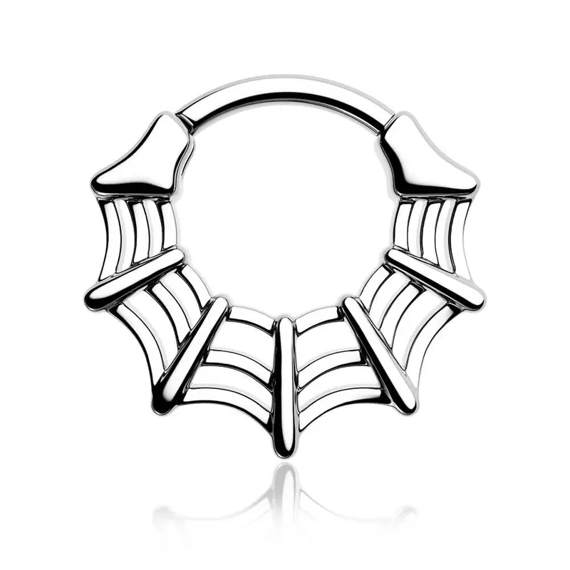 Oufer 16G-1.2mm Gothic Spider Web Hinged Segment Septum Split Ring - Basic Casual Halloween Body Jewelry, Septum Piercing Jewelry for 8mm,10mm Helix,Nose Piercings