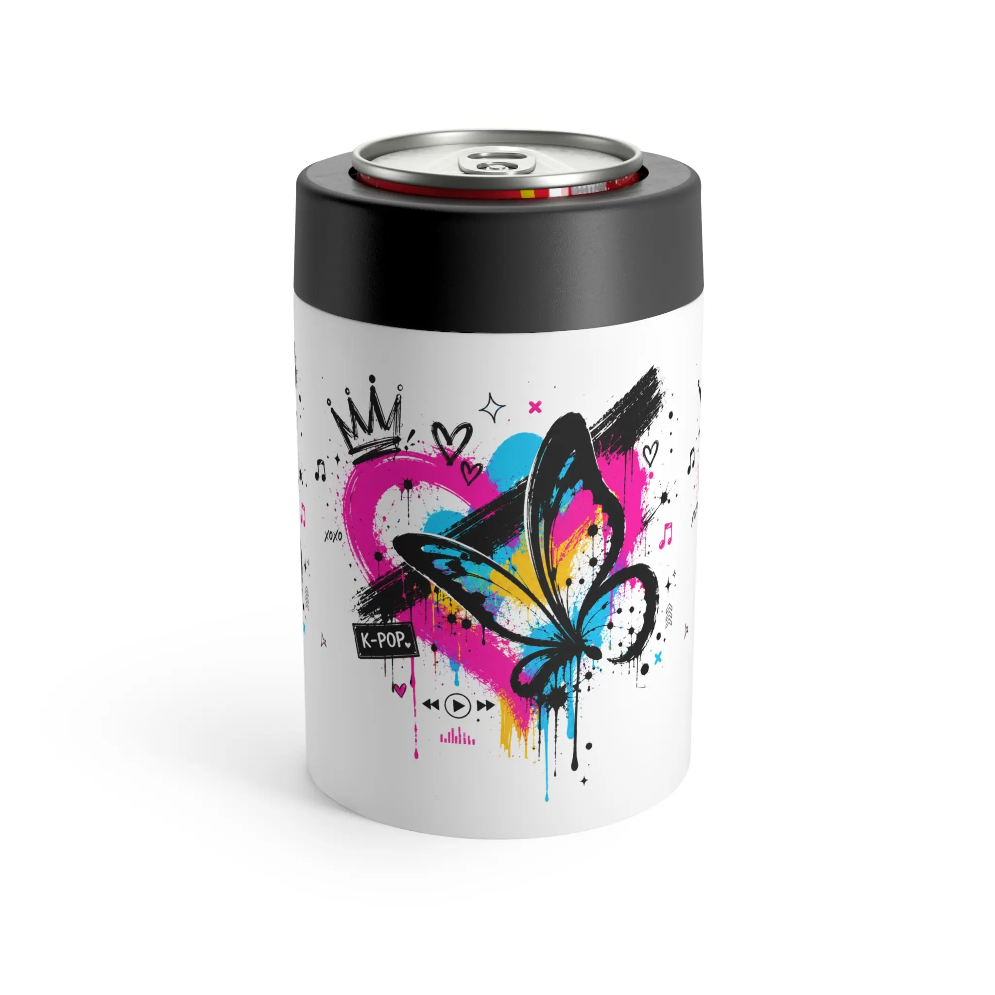 Colorful Graffiti Butterfly Can Holder | K-Pop Heart Design