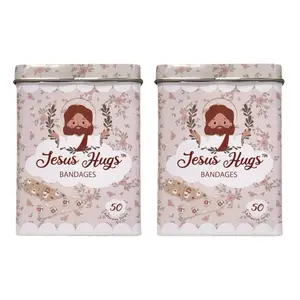 Jesus Hugs Bandages 2-Pack Easter 100 Sterile Adhesive Strips 5 Designs Latex-Free Water Resistant Safe for Children & Adults 3.75"x2.75"x1" Aid Healthcare