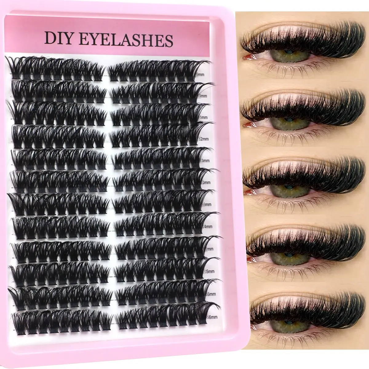 Independent False Lashes, Self-Installable D Curl, Lightweight Soft Cluster Style, Natural Look, Daily Wear, Non-Toxic, Mixed Length, 0.07mm Thickness
