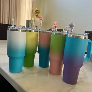 Insulated Tumbler 40 OZ Stainless Steel Drinkware Water Bottles Leakproof Keep Warm Cold Comfort Handle Long Term Insulation with Lid and Draink