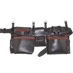 Leather Tool Belt for Construction with Multiple Pockets