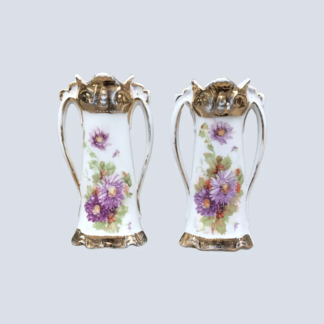 Pair of Purple Floral Bud Vases