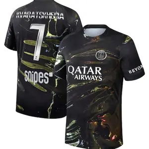 Unisex Soccer/Football Paris Saint-Germain Club Kvaratskhelia 7 2025/26 Night Edition Stadium Replica Jersey - Black