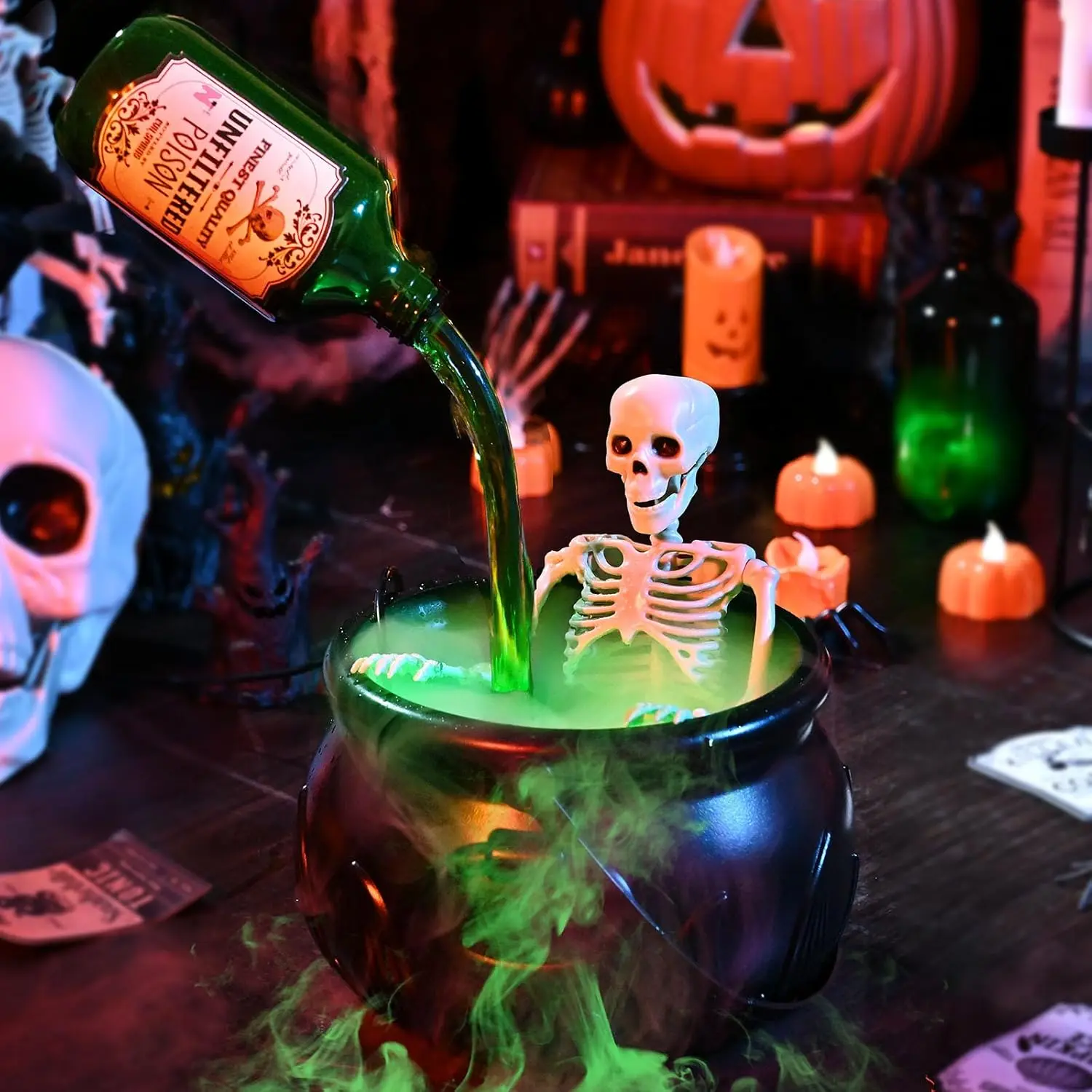 Halloween Potion Cauldron Home Fragrance Diffuser - Bubbling Scent, Witch Theme Decor, Spooky Tabletop Centerpiece for Halloween Party, Vintage Home Accent, Home Fragrance Diffusers,home decor