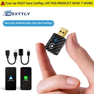 MSXTTLY Mini Wireless Carplay Adapter Android auto, Carplay Wireless Stick for Cars with Carplay/Android auto Convert Wired Carplay/Android auto to Wireless, 5GHz WiFi USB C/A, Black