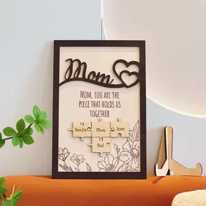 Personalized Mom Puzzle Sign, You are the Piece that Holds Us, Family Name Puzzle Pieces, Mom Puzzle Plaque, Gift for Nana, Mom Gift