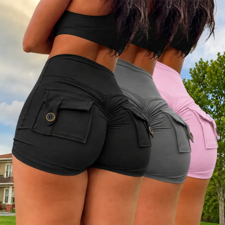 Elegant Style Spring/Summer Close-Fitting Ultra-Short Sexy Butt-Lifting Solid Color Casual Shorts (High Stretch, Accurate Sizing) Womenswear Everyday Bottoms