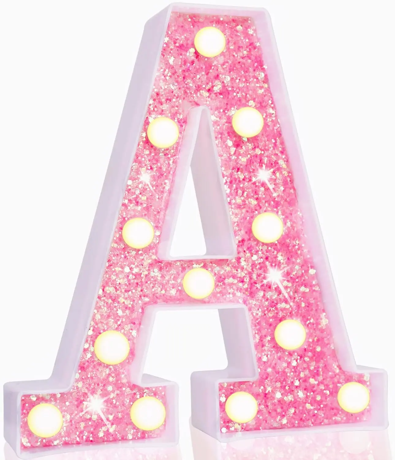 LED Marquee Letter Lights, Light Up Pink Letters Glitter Alphabet Letter Sign Battery Powered for Night Light Birthday Party Wedding Girls Gifts Home Bar Christmas Decoration, Pink Letter A