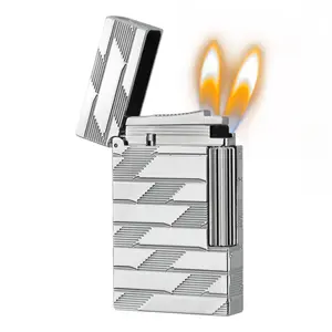 DPT Dual Flame Monogram 1872 Silver Lighter (NO FUEL) Refillable popular gifts boyfriend