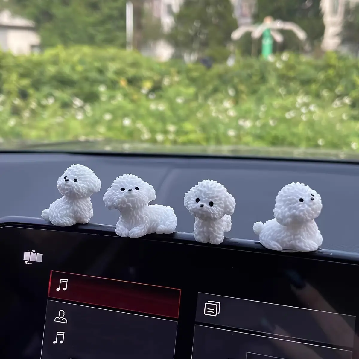 4Pcs Bichon Frise Miniature Garden Pots, Cute Pet Healing Decor for Car Dashboard, Car Interior Decoration, DIY Creative Car Accessories, Car Interior Accessory, Car Trinkets, Car Decorations Interior, Car Interior Ornaments, Car Interior Decorative