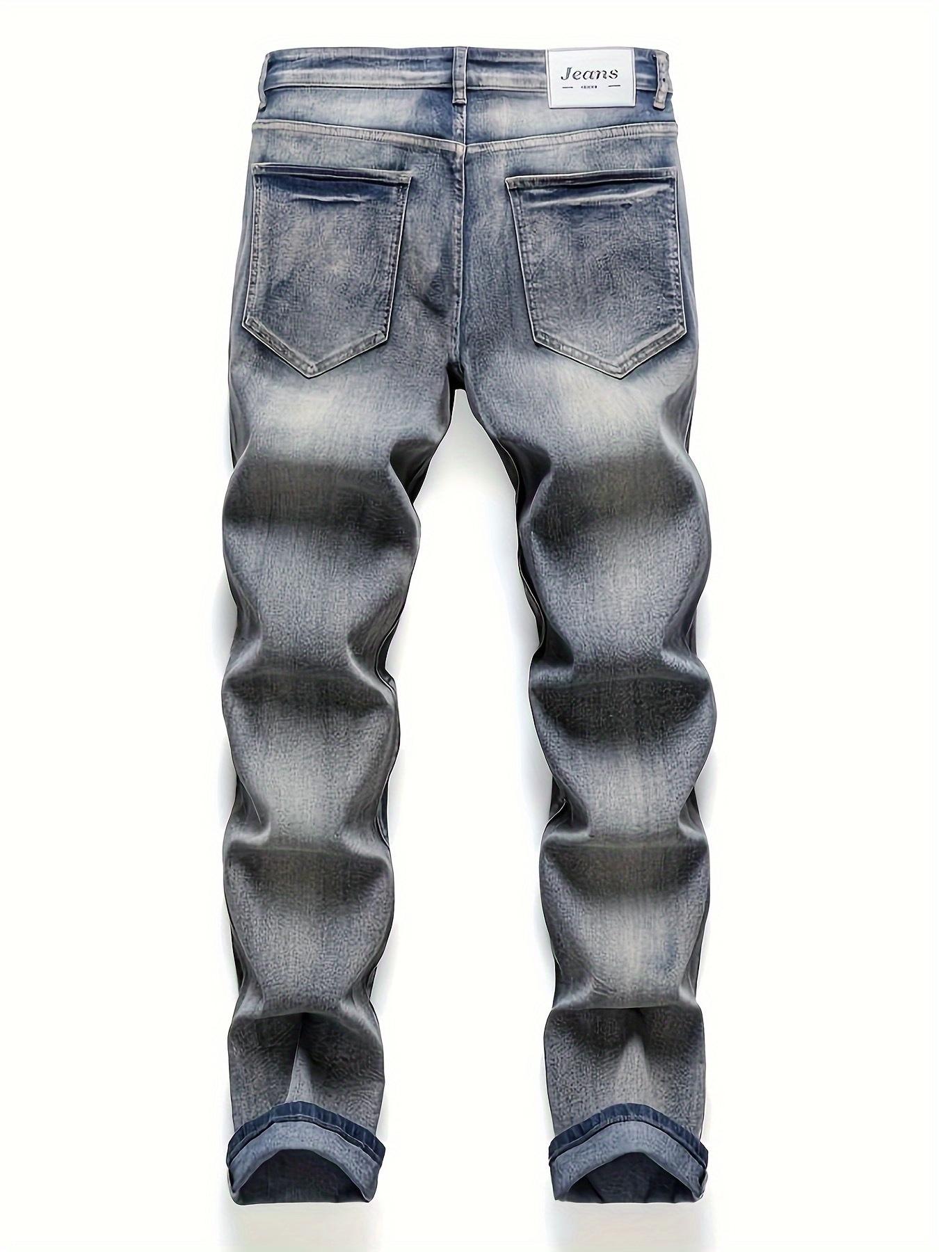 Men’s straight-leg jeans with Y2K graffiti print, European & American fashion trend