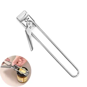 Adjustable Stainless Steel Can Opener, Manual Lid Gripper for Jars & Bottles, Non-Slip Grooved Grip, Rust-Resistant, Easy Leverage Tool