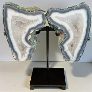 Large Agate Geode Wings on a Stand