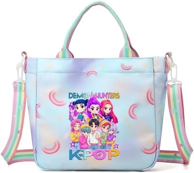 For Demon Hunters crossbody bag, For Korean idol,also a shoulder bag, features a cartoon pattern design. (Blue)