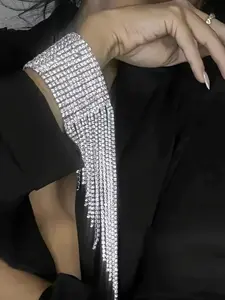 Stylish Long Tassel Rhinestone Bracelet for Women, Elegant Multi-Row Fashionable Chain, Trendy Jewellery Accessories, Versatile for Any Occasion