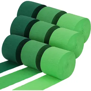 Green Crepe Paper Streamers 9 Rolls 738ft, Green Streamers for Party Wedding Mother's Day Birthday Baby Shower Decor, 1.77 Inch x 82 Ft/Roll