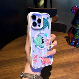 Magnetic TPU for iPhone Case: Colorful Turtles Drop-proof design for added protection |for iPhone 16/15/14/13/12/11