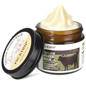 PickTrip Beef Tallow Honey Balm Ultra Concentrated Cream with Raw Honey & Vitamin E for Dry Cracked Skin 2.12 oz