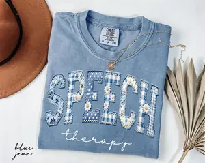 Comfort Colors Speech Therapy Shirt, Floral Faux Patchwork SLP Tee, Gift For Speech Language Pathologist, SLPA Teacher Shirt, Therapy Gift