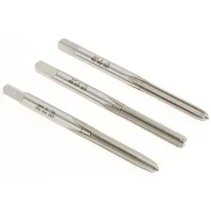 Made in USA 3-Pc Metric Coarse Thread Cutting Tap Set - M4 x 0.7, 4 Flute, Bottoming Plug & Taper, High-Speed Steel, Bright Finish, 2-1/8" OAL 20422